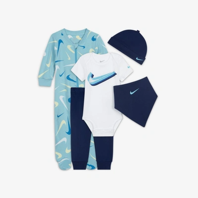 Shop Nike Baby 5-piece Set In Blue Void