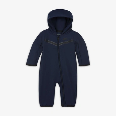 Shop Nike Sportswear Tech Fleece Baby (0-9m) Full-zip Coverall In Midnight Navy
