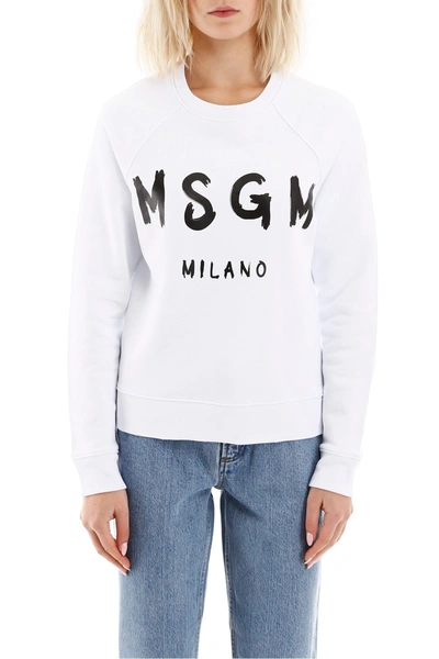 Shop Msgm Logo Print Sweatshirt In Mixed Colours