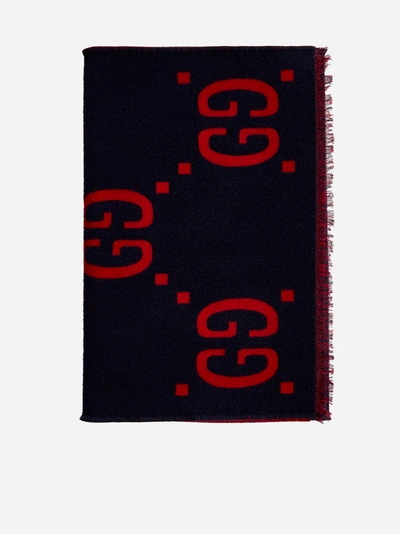 Shop Gucci Gg Logo Wool And Silk Jacquard Scarf