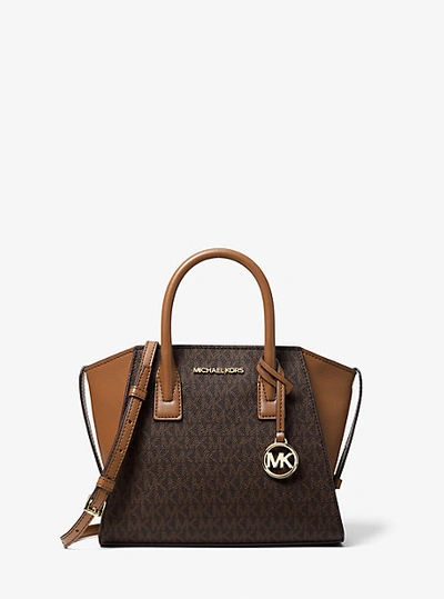 Shop Michael Kors Avril Small Logo Top-zip Satchel In Brown