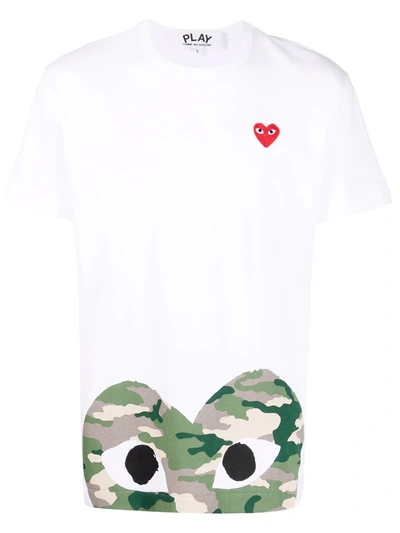 Shop Comme Des Garçons Play Play Appliqué-heart T-shirt In White