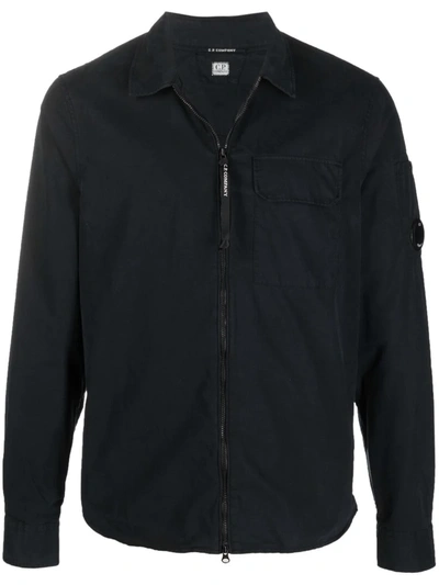 Shop C.p. Company Lens-detail Zipped Shirt Jacket In Black