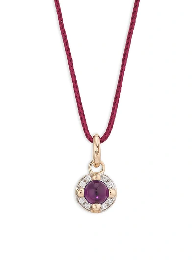 Shop Pomellato Women's M'ama Non M'ama 18k Rose Gold, Amethyst & Diamond Pendant Necklace