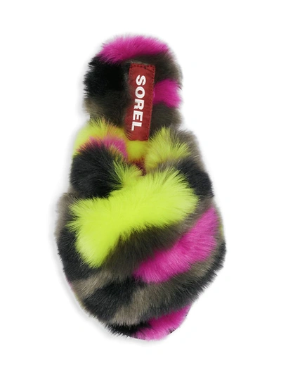 Shop Sorel Go Mail Run Faux Fur-lined Suede Slippers In Quarry Black
