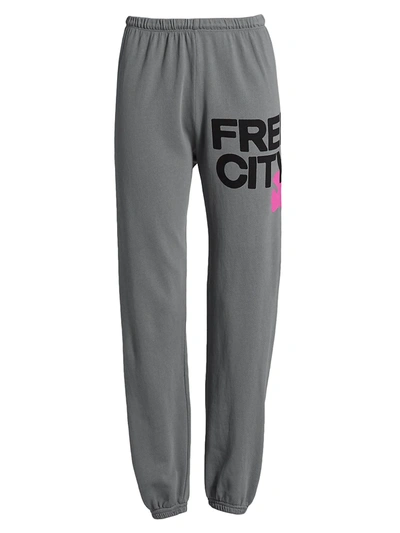 Shop Free City Logo Sweatpants In Grey