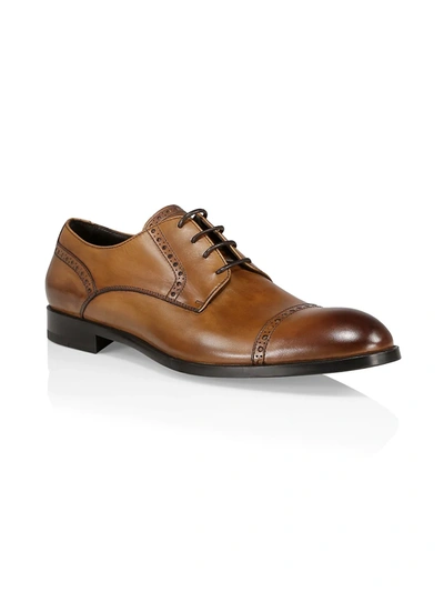 Shop Ermenegildo Zegna Men's Siena Flex Captoe Derby Shoes In Cognac