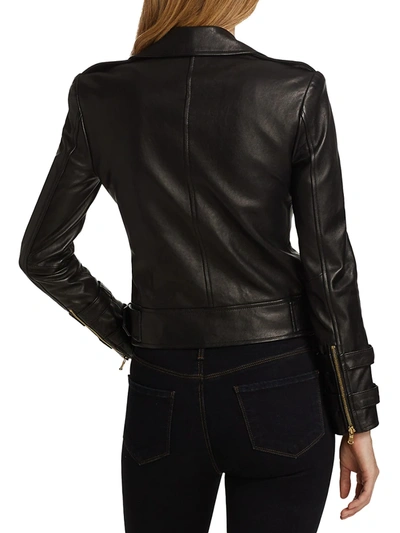 Shop L Agence Women's Billie Belted Leather Jacket In Midnight