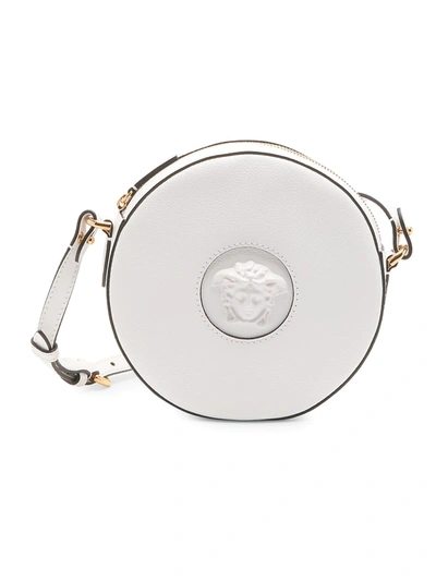 Shop Versace La Medusa Leather Disco Bag In White Optical