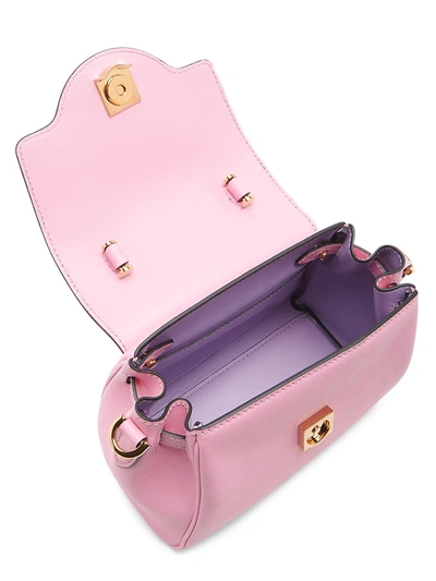 Shop Versace Women's Mini La Medusa Leather Top Handle Bag In Baby Pink