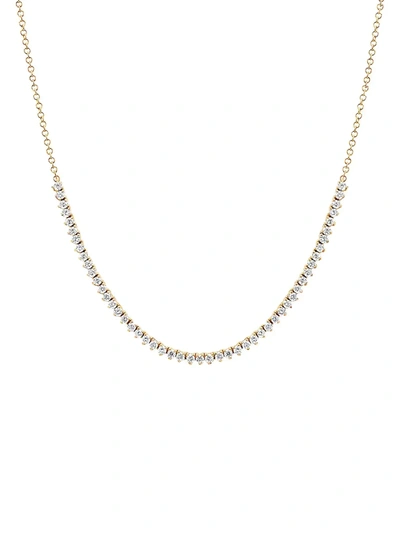 Shop Ef Collection Women's 14k Yellow Gold & Diamond Prong-set Eternity Necklace