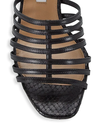 Shop Aquazzura Women's Le Parisien Snake-embossed Leather Sandals In Black