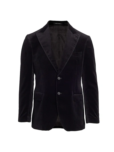 Shop Saks Fifth Avenue Men's Collection Velvet Peak Lapel Jacket In Black