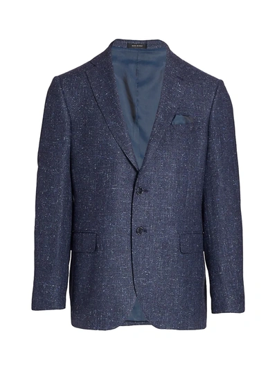 Shop Saks Fifth Avenue Men's Collection Speckled Silk-blend Sportcoat In Blue