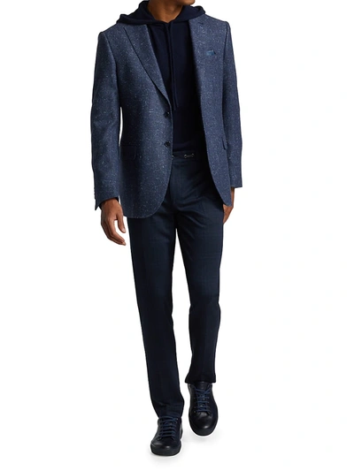 Shop Saks Fifth Avenue Men's Collection Speckled Silk-blend Sportcoat In Blue