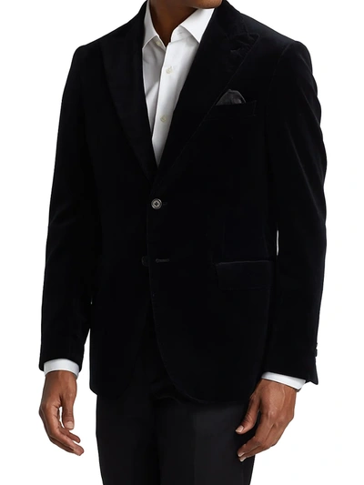 Shop Saks Fifth Avenue Men's Collection Velvet Peak Lapel Jacket In Black