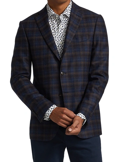 Shop Saks Fifth Avenue Men's Collection Two-button Plaid Sportcoat In Blue