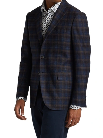 Shop Saks Fifth Avenue Men's Collection Two-button Plaid Sportcoat In Blue
