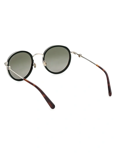 Shop Moncler Men's 51mm Round Sunglasses In Havana Dark Green