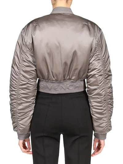 Shop Givenchy Logo Tech Satin Bomber Jacket In Titanium