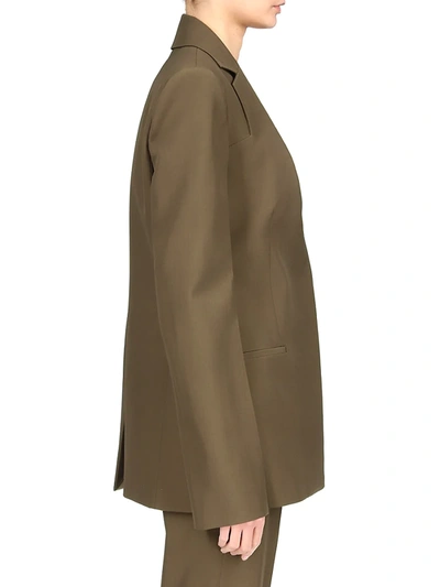 Shop Givenchy Women's Wool Draped-lapels Jacket In Dark Khaki