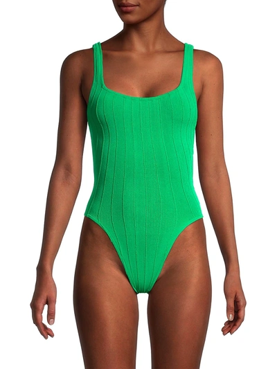 Shop Hunza G Square Neck Nile One-piece Swimsuit In Emerald