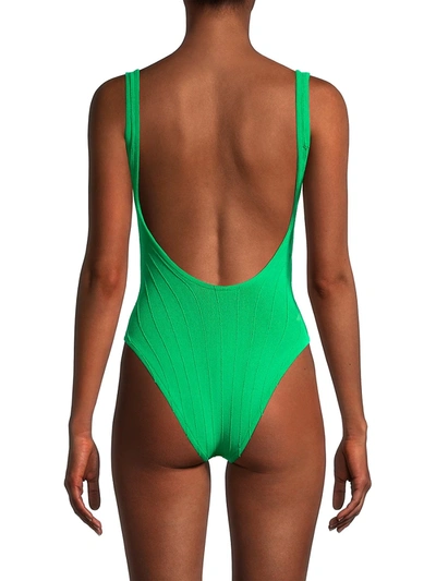 Shop Hunza G Square Neck Nile One-piece Swimsuit In Emerald