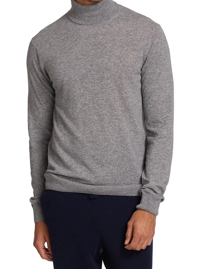 Shop Saks Fifth Avenue Men's Collection Lightweight Cashmere Turtleneck In Heathered Dark Grey