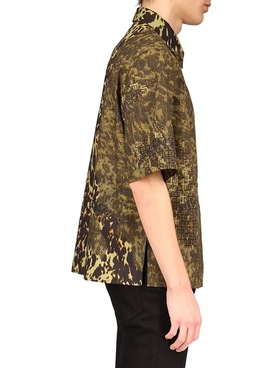 Shop Givenchy Printed Zipped Boxy-fit Shirt In Brown Khaki