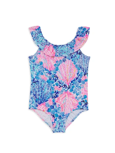 Shop Lilly Pulitzer Little Girl's & Girl's One-piece Swimsuit In Neutral