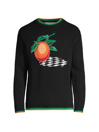 Shop Casablanca Orange Intarsia Sweater In Black