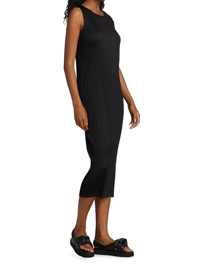 Shop Issey Miyake Basics Sleeveless Midi Dress In Black