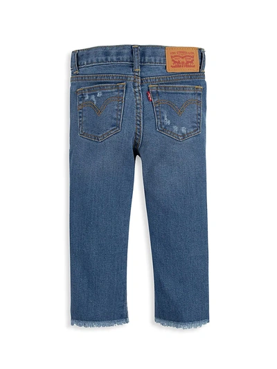 Shop Levi's Girl's Distressed Ankle Jeans In Navy