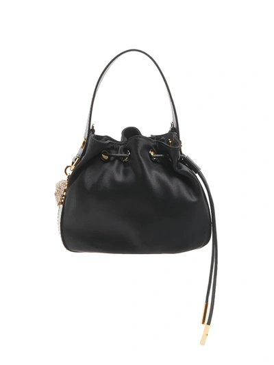 Shop Versace Women's Medusa Satin Embellished Bucket Bag In Black  Gold