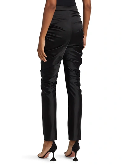 Shop Alejandra Alonso Rojas Gathered Silk Satin Pants In Black