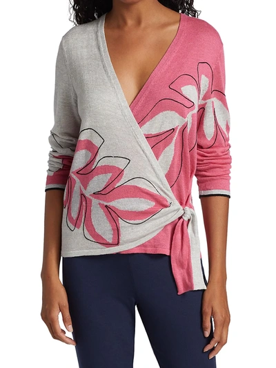 Shop Nic + Zoe Women's Hibiscus Wrap Cardigan In Pink Multi