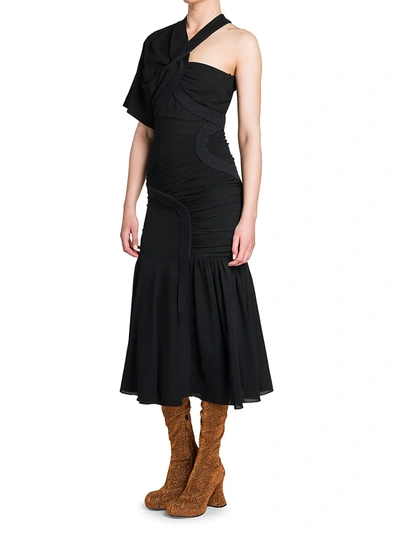 Shop Stella Mccartney Emmeline Ruched Jersey Midi Dress In Black