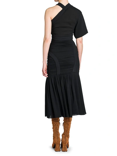 Shop Stella Mccartney Emmeline Ruched Jersey Midi Dress In Black
