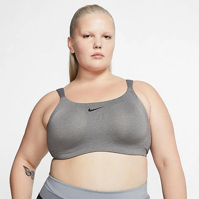 Shop Nike Women's Dri-fit Bold High-support Wire Sports Bra (plus Size) In Carbon Heather/black