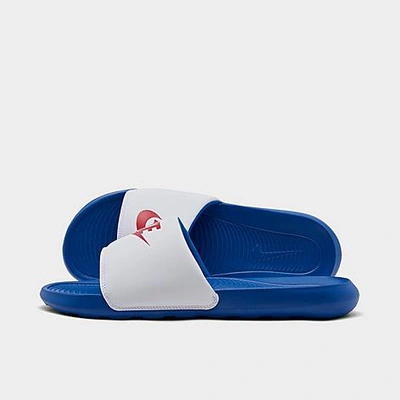 Shop Nike Men's Victori One Slide Sandals In White/university Red/game Royal