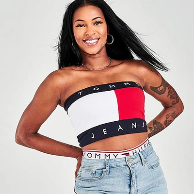 Tommy Hilfiger Bandeau Crop Top in Blue