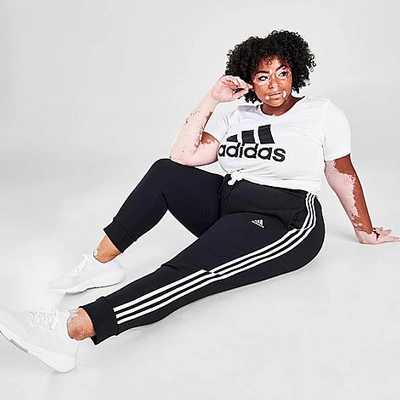Adidas Originals Adidas Women's Essentials 3-stripes Fleece Jogger Pants  (plus Size) In Black | ModeSens