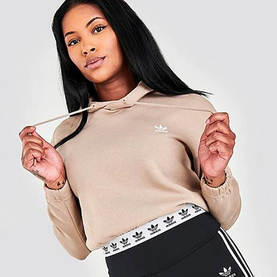 Adidas Originals Adidas Women's Originals Tape Cropped Hoodie In Trace Khaki  | ModeSens