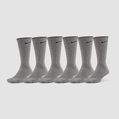 Shop Nike Everyday Plus Cushioned Crew Training Socks (6-pack) In Carbon Heather Grey