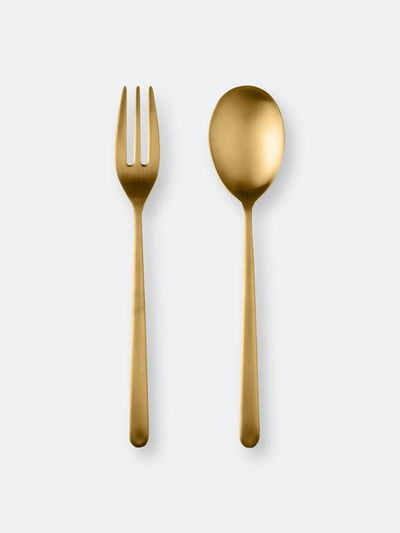 Shop Mepra Serving Set (fork And Spoon) Linea Ice Oro