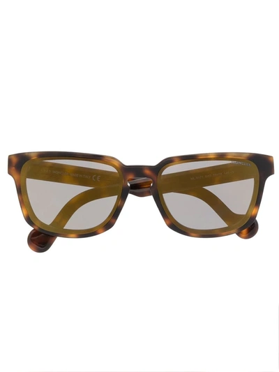 Shop Moncler Tortoiseshell Square-frame Sunglasses In Brown