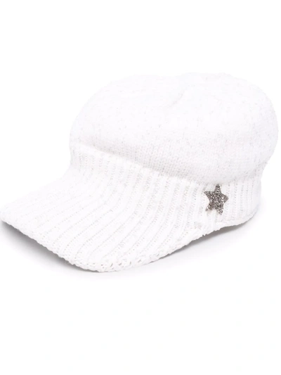 Shop Lorena Antoniazzi Studded Knitted Beret In White