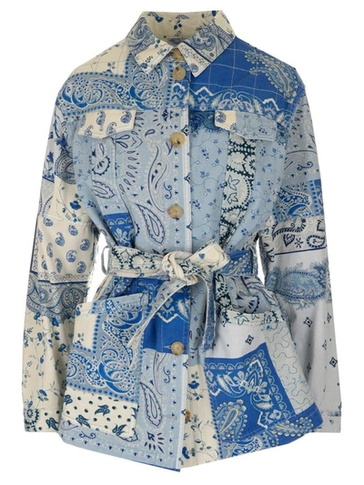 Shop Etro Women's Light Blue Other Materials Jacket