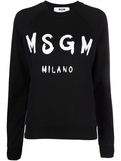 Shop Msgm Logo-print Sweatshirt In Schwarz