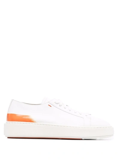 Shop Santoni Leather Low-top Sneakers In Weiss